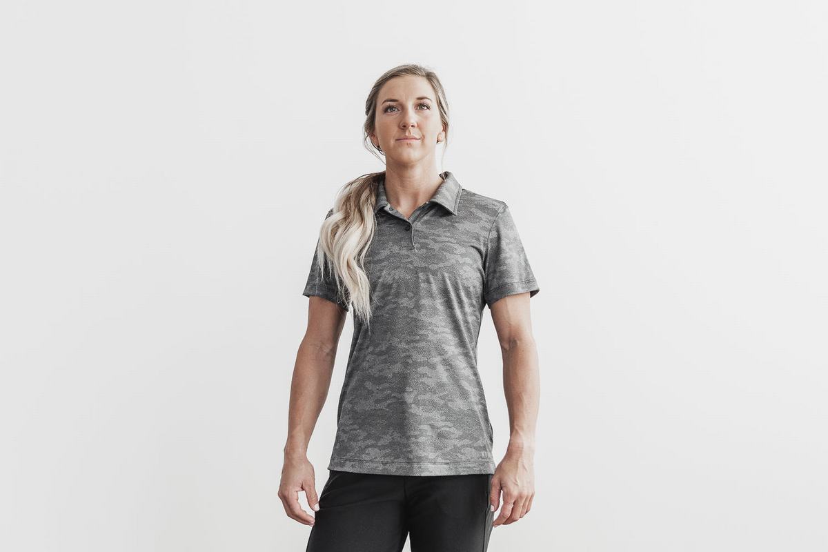 Nobull Lightweight Textured Polo Women's T Shirts Black Camo | Australia (BK6401)